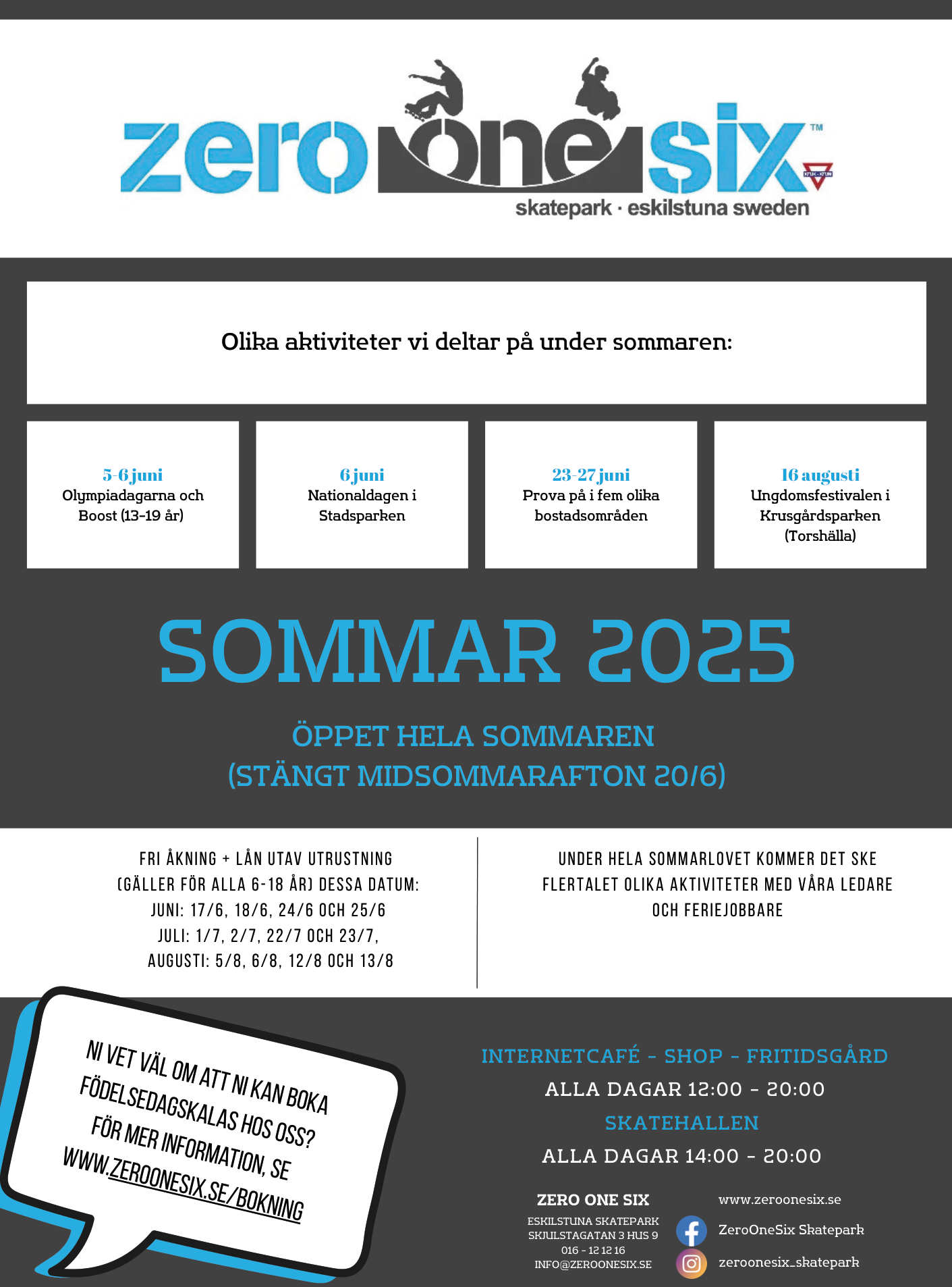 Affisch med information om aktiviteter sommarlovet 2025